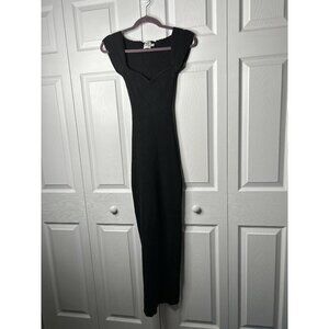 Princess Polly Larissa Black Ribbed Knit Cap Sleeve Maxi Dress Women's Size 4